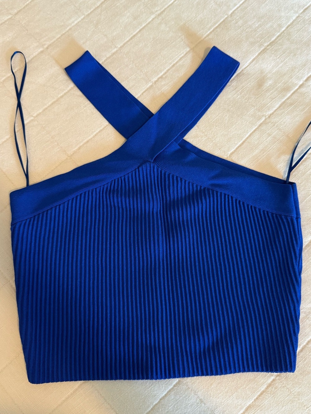 Dry Goods Royal Blue Ribbed Cross-Back Crop Top